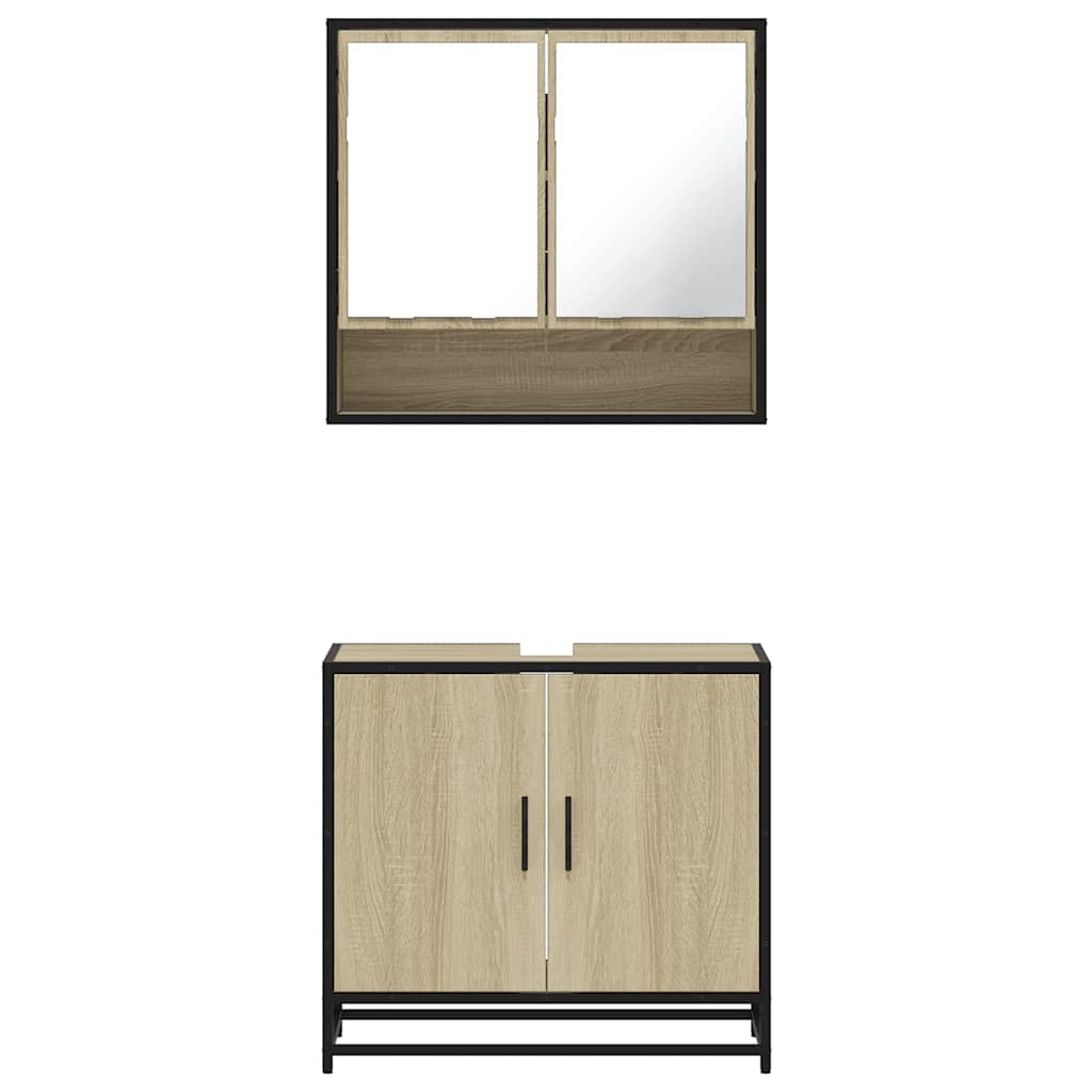 vidaXL 2 Piece Bathroom Furniture Set Sonoma Oak Engineered Wood