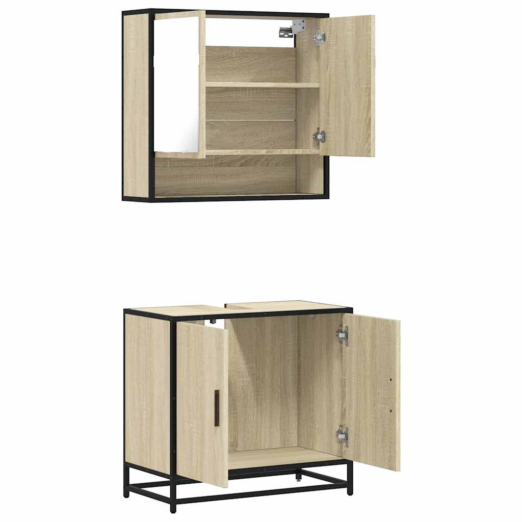 vidaXL 2 Piece Bathroom Furniture Set Sonoma Oak Engineered Wood