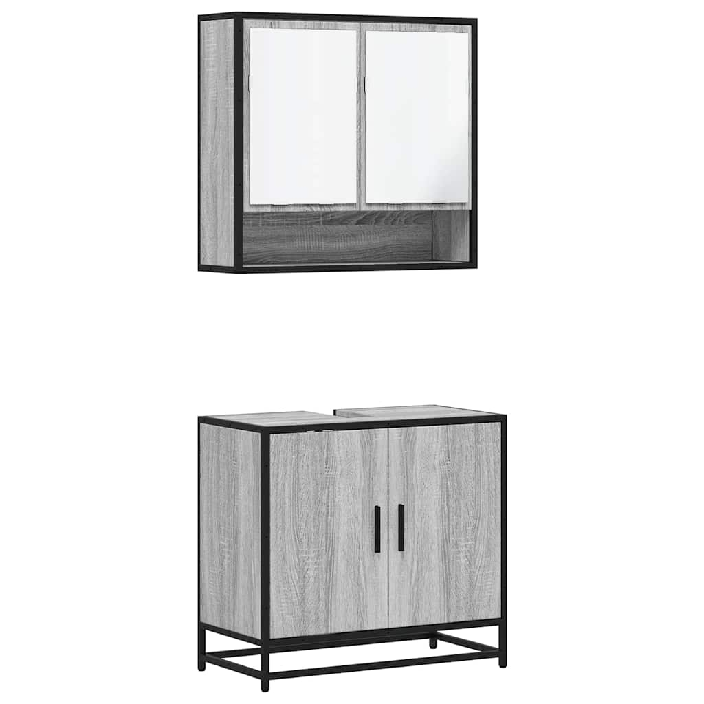 vidaXL 2 Piece Bathroom Furniture Set Grey Sonoma Engineered Wood