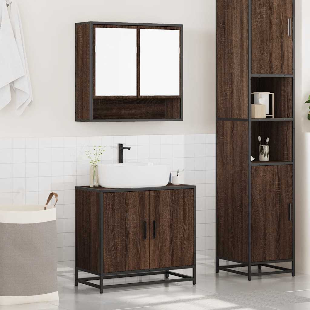 vidaXL 2 Piece Bathroom Furniture Set Brown Oak Engineered Wood