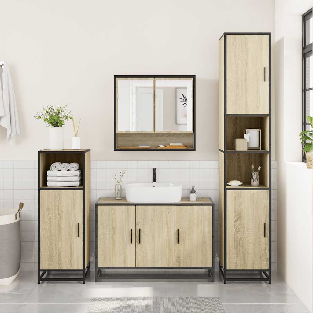 vidaXL 2 Piece Bathroom Furniture Set Sonoma Oak Engineered Wood