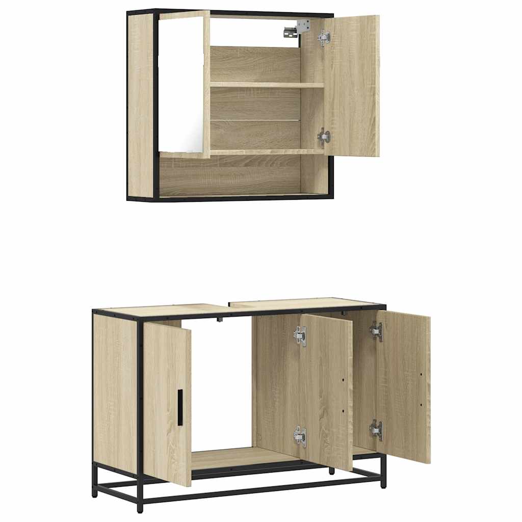 vidaXL 2 Piece Bathroom Furniture Set Sonoma Oak Engineered Wood