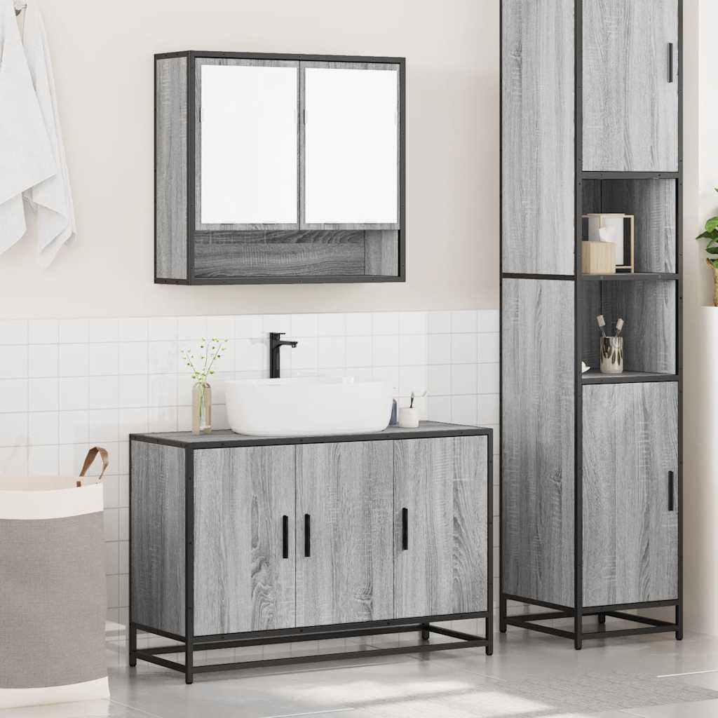 vidaXL 2 Piece Bathroom Furniture Set Grey Sonoma Engineered Wood