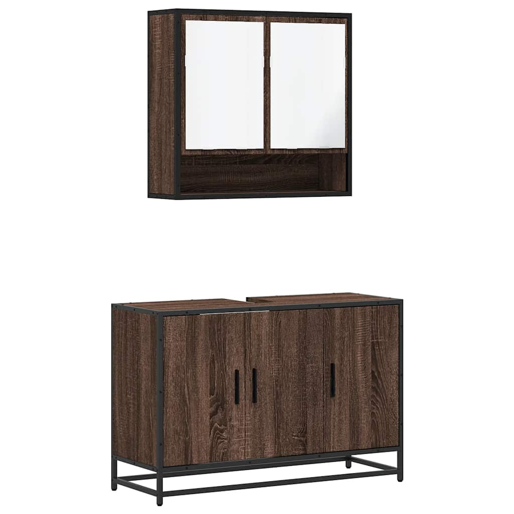 vidaXL 2 Piece Bathroom Furniture Set Brown Oak Engineered Wood