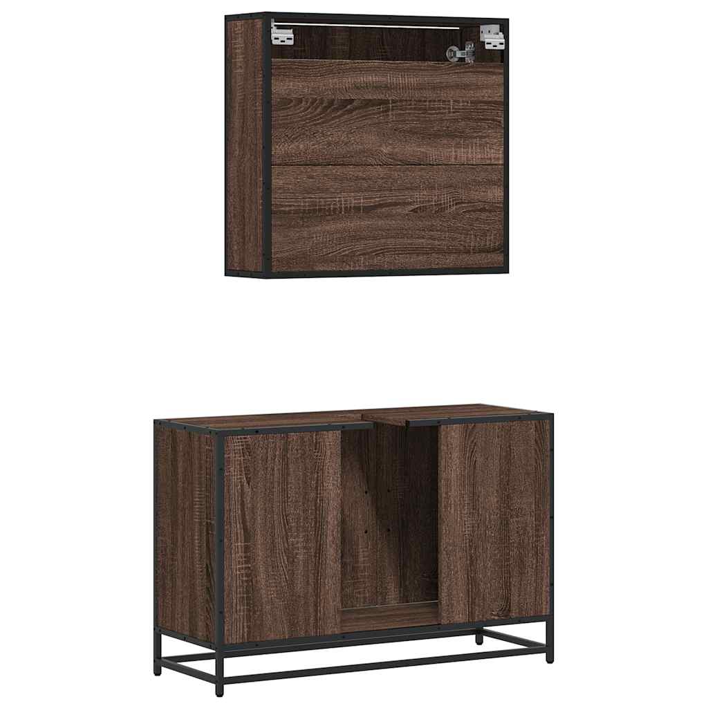 vidaXL 2 Piece Bathroom Furniture Set Brown Oak Engineered Wood