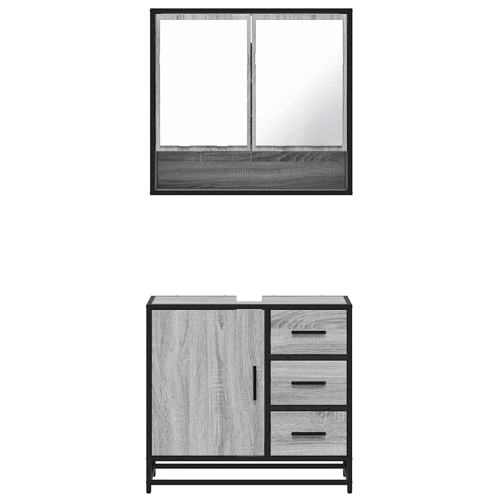 vidaXL 2 Piece Bathroom Furniture Set Grey Sonoma Engineered Wood