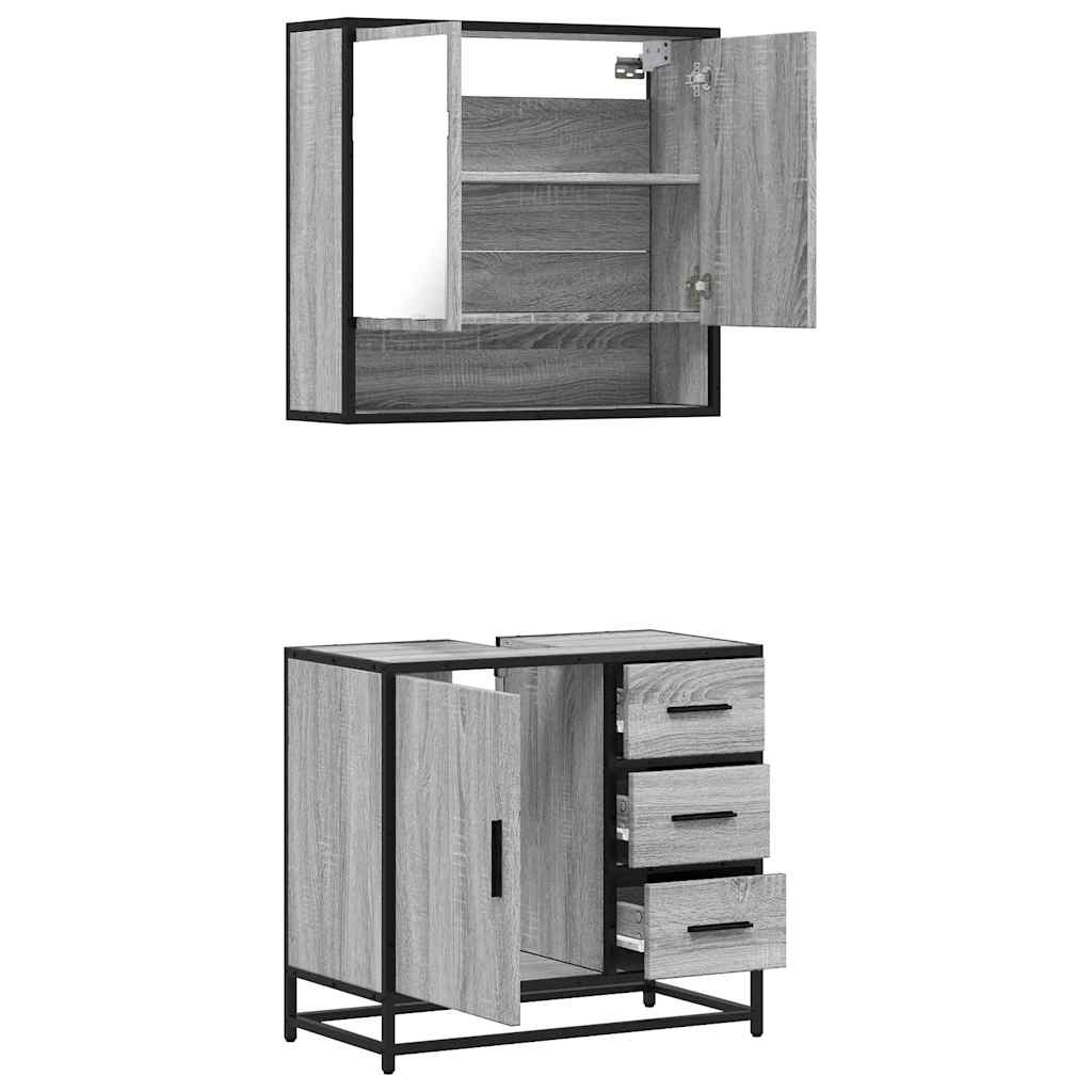 vidaXL 2 Piece Bathroom Furniture Set Grey Sonoma Engineered Wood