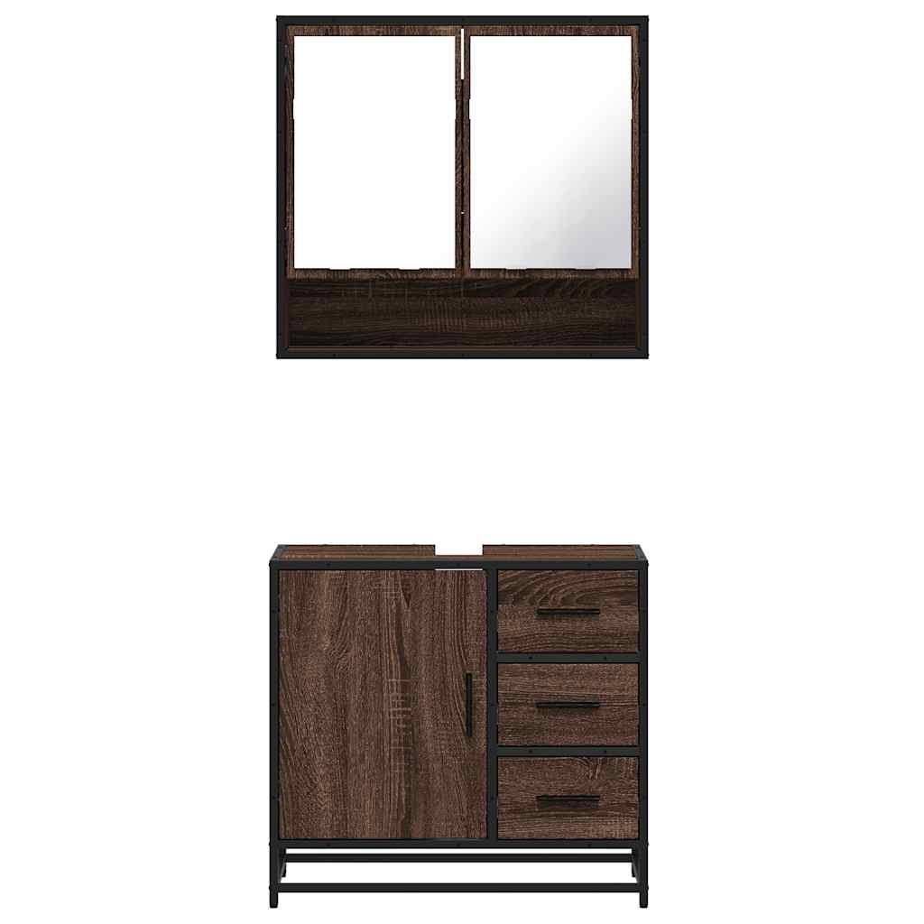 vidaXL 2 Piece Bathroom Furniture Set Brown Oak Engineered Wood