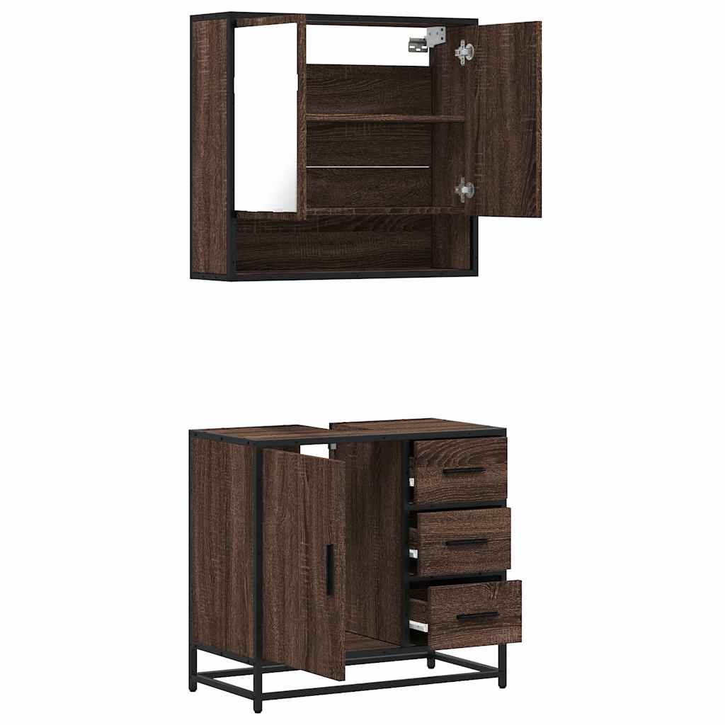 vidaXL 2 Piece Bathroom Furniture Set Brown Oak Engineered Wood