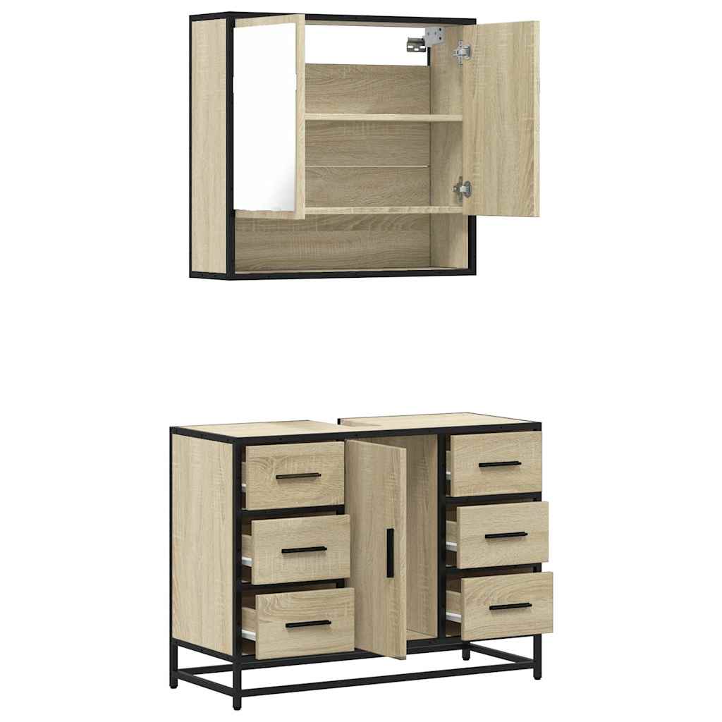 vidaXL 2 Piece Bathroom Furniture Set Sonoma Oak Engineered Wood