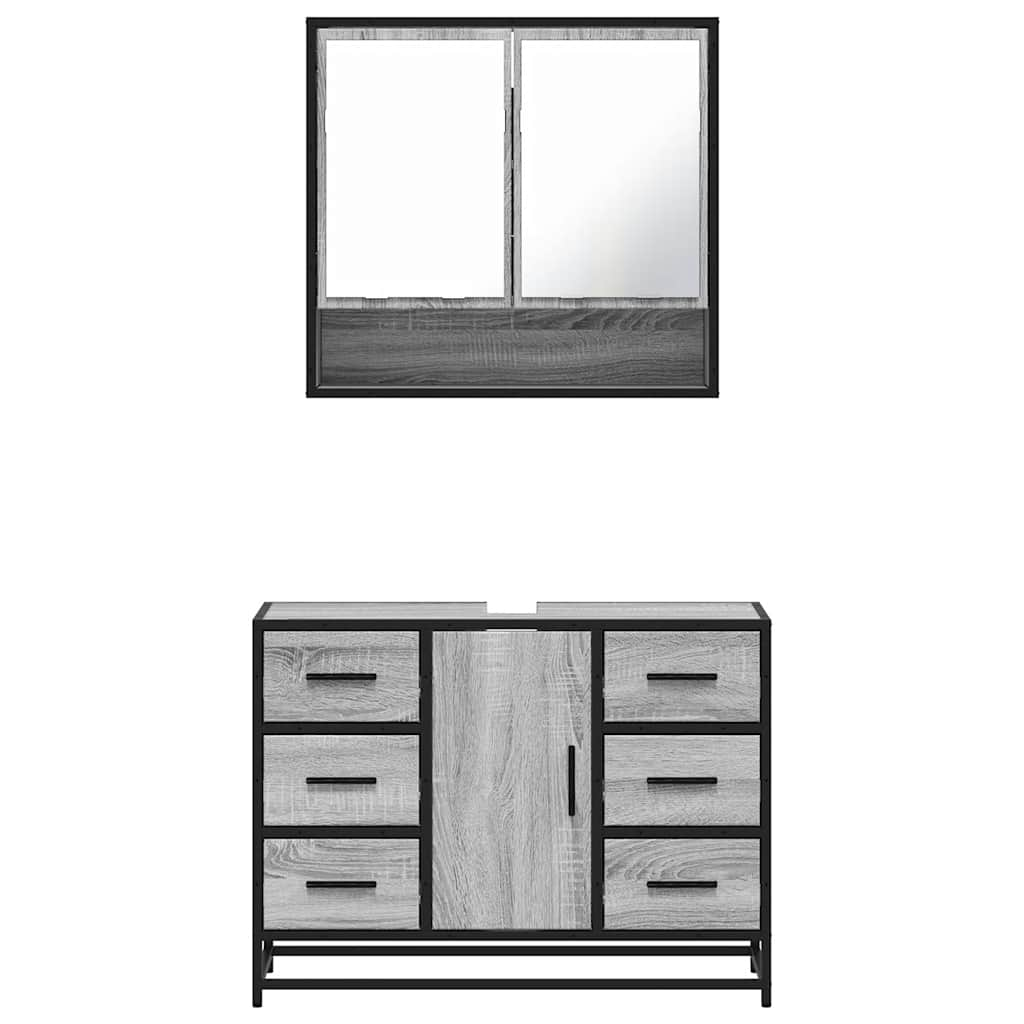 vidaXL 2 Piece Bathroom Furniture Set Grey Sonoma Engineered Wood