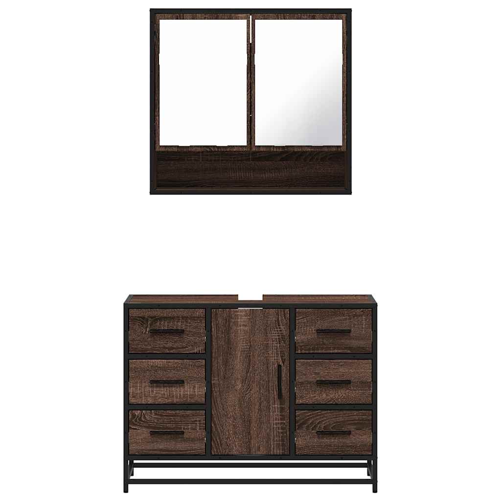 vidaXL 2 Piece Bathroom Furniture Set Brown Oak Engineered Wood