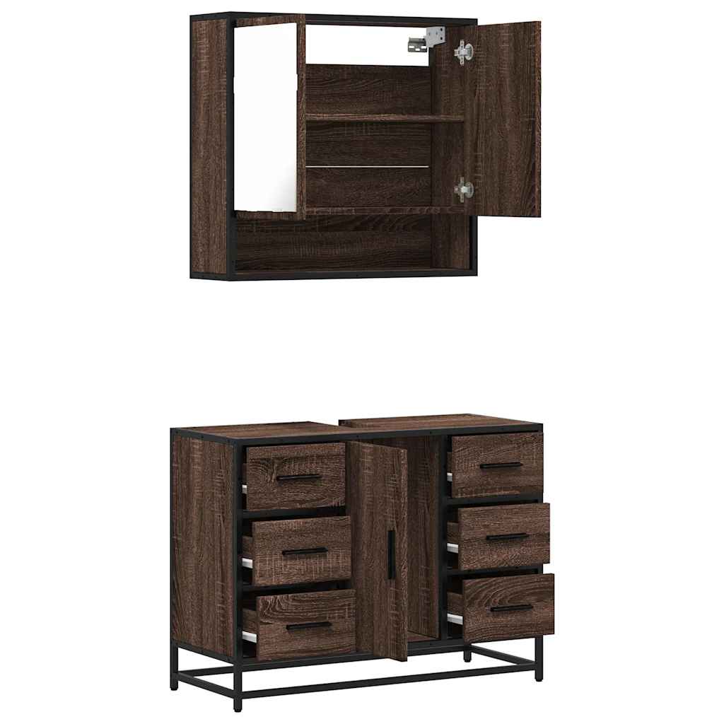 vidaXL 2 Piece Bathroom Furniture Set Brown Oak Engineered Wood