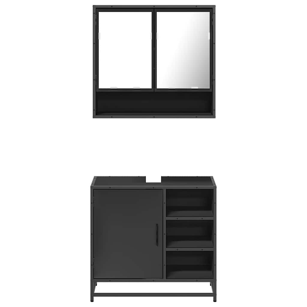 vidaXL 2 Piece Bathroom Furniture Set Black Engineered Wood