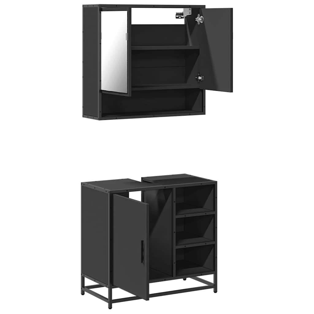 vidaXL 2 Piece Bathroom Furniture Set Black Engineered Wood