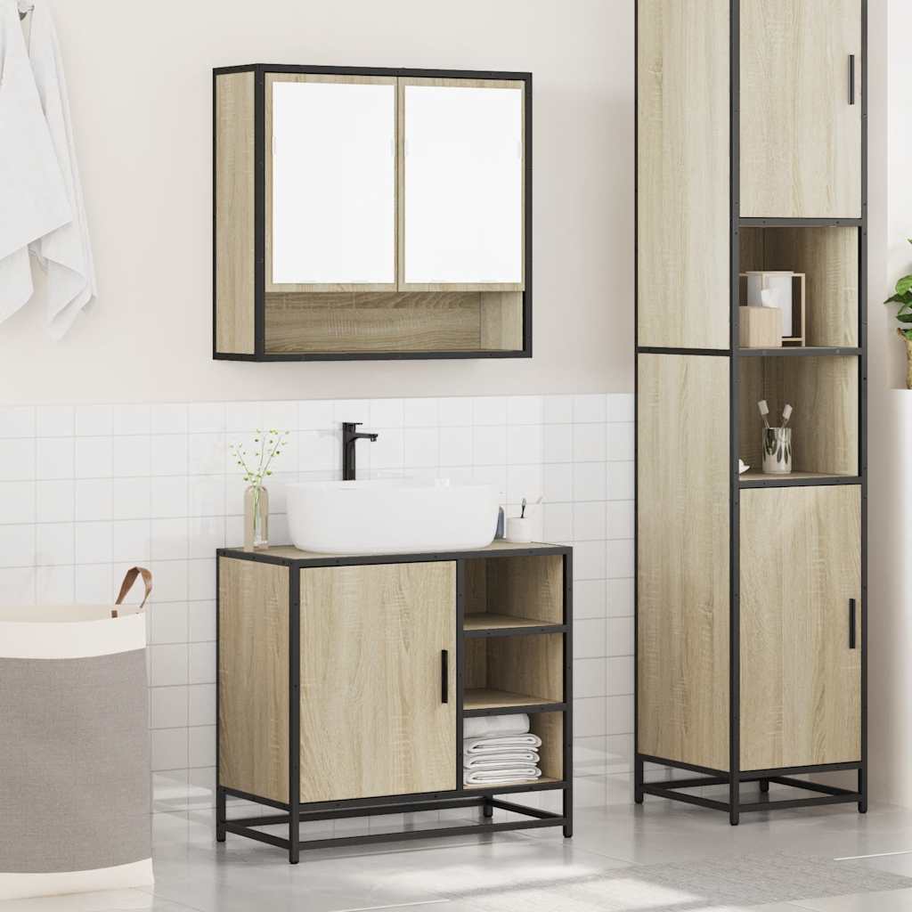 vidaXL 2 Piece Bathroom Furniture Set Sonoma Oak Engineered Wood