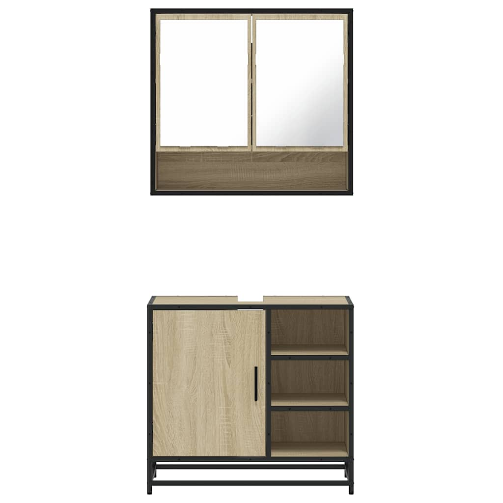 vidaXL 2 Piece Bathroom Furniture Set Sonoma Oak Engineered Wood