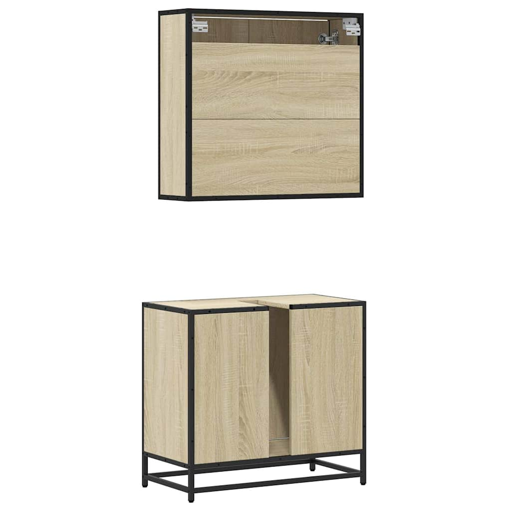 vidaXL 2 Piece Bathroom Furniture Set Sonoma Oak Engineered Wood