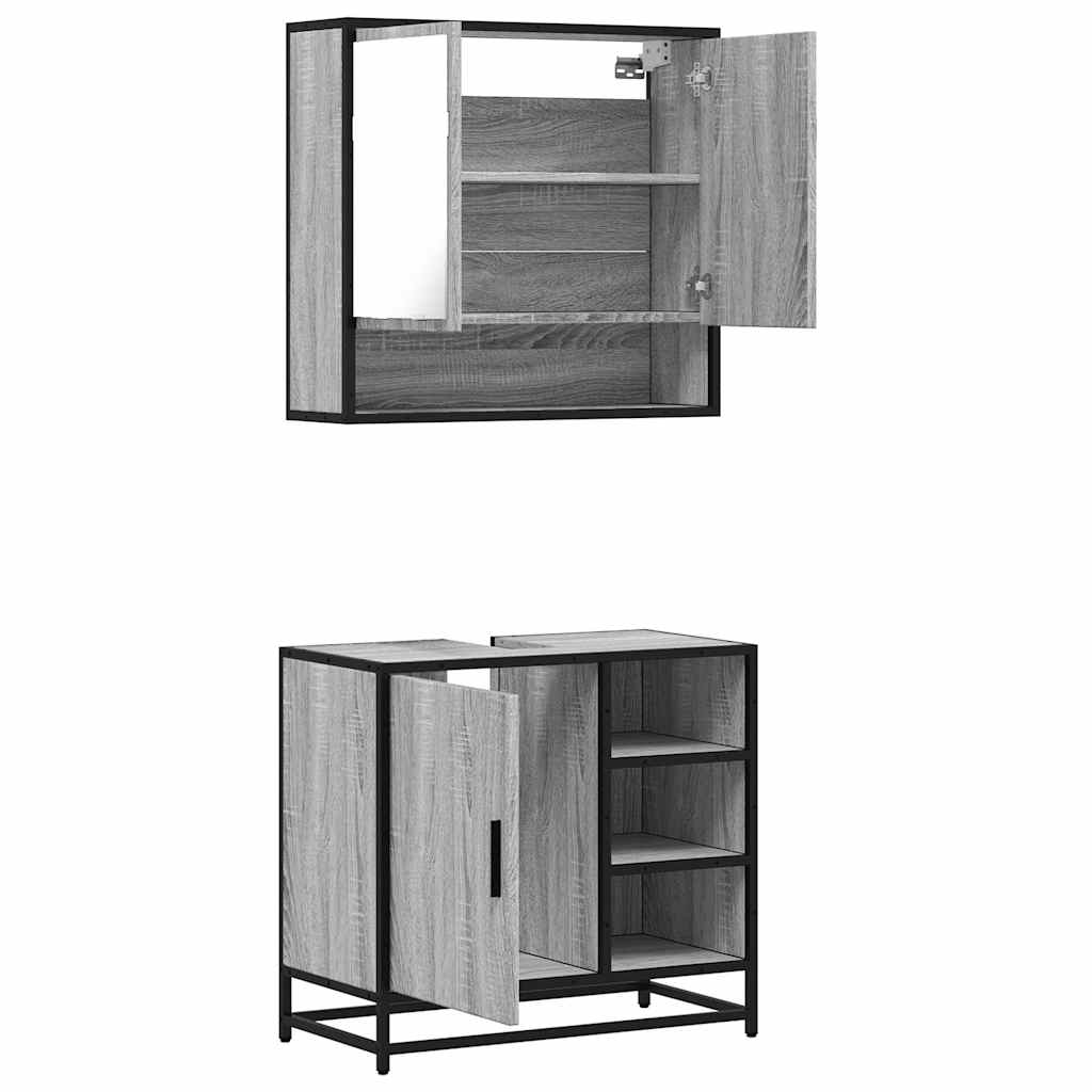 vidaXL 2 Piece Bathroom Furniture Set Grey Sonoma Engineered Wood