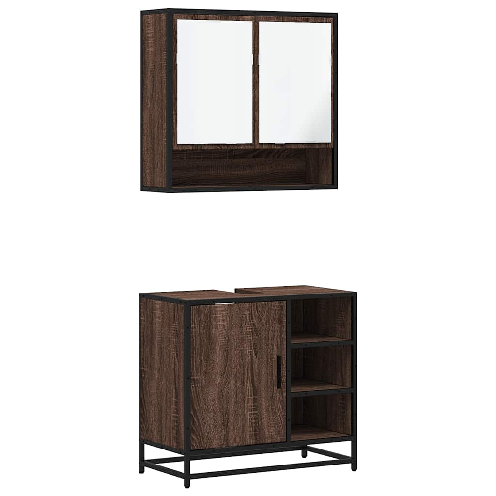 vidaXL 2 Piece Bathroom Furniture Set Brown Oak Engineered Wood