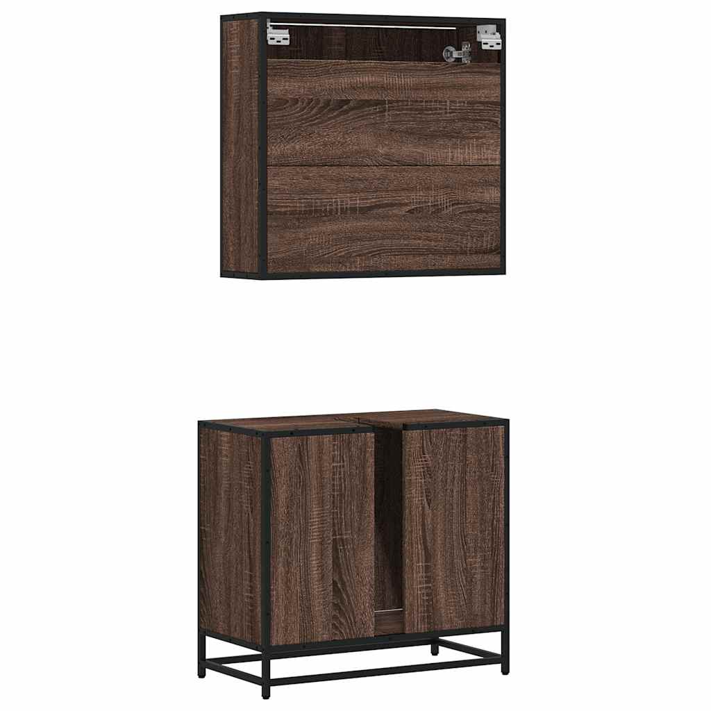 vidaXL 2 Piece Bathroom Furniture Set Brown Oak Engineered Wood