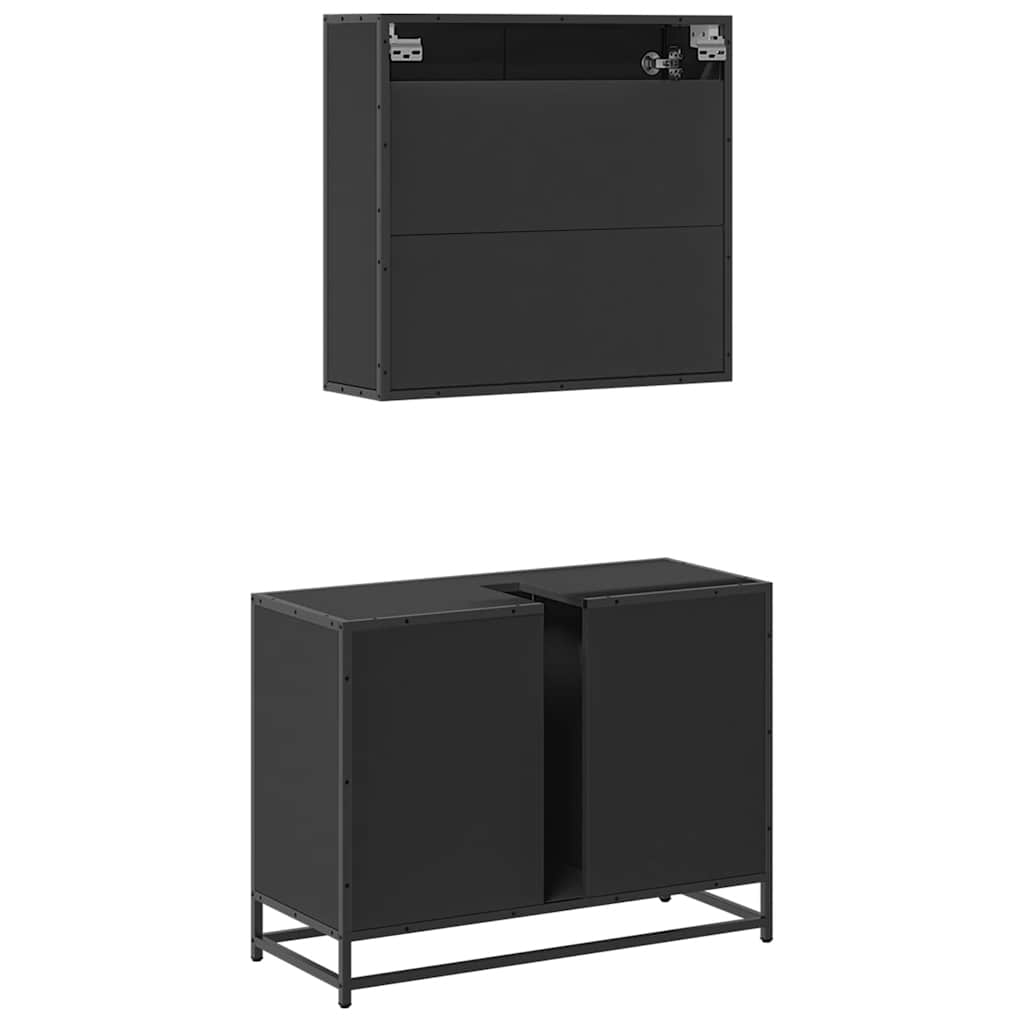 vidaXL 2 Piece Bathroom Furniture Set Black Engineered Wood