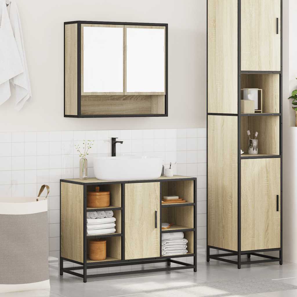 vidaXL 2 Piece Bathroom Furniture Set Sonoma Oak Engineered Wood