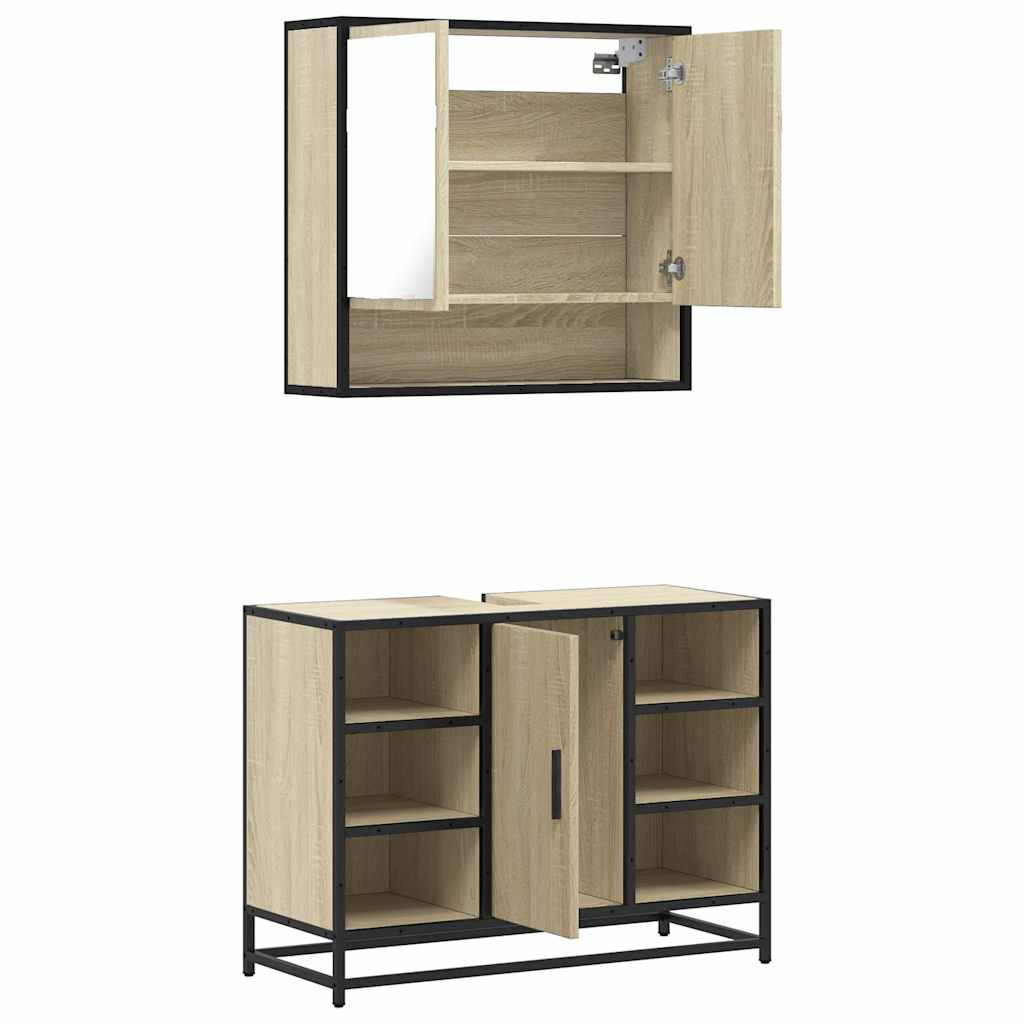 vidaXL 2 Piece Bathroom Furniture Set Sonoma Oak Engineered Wood