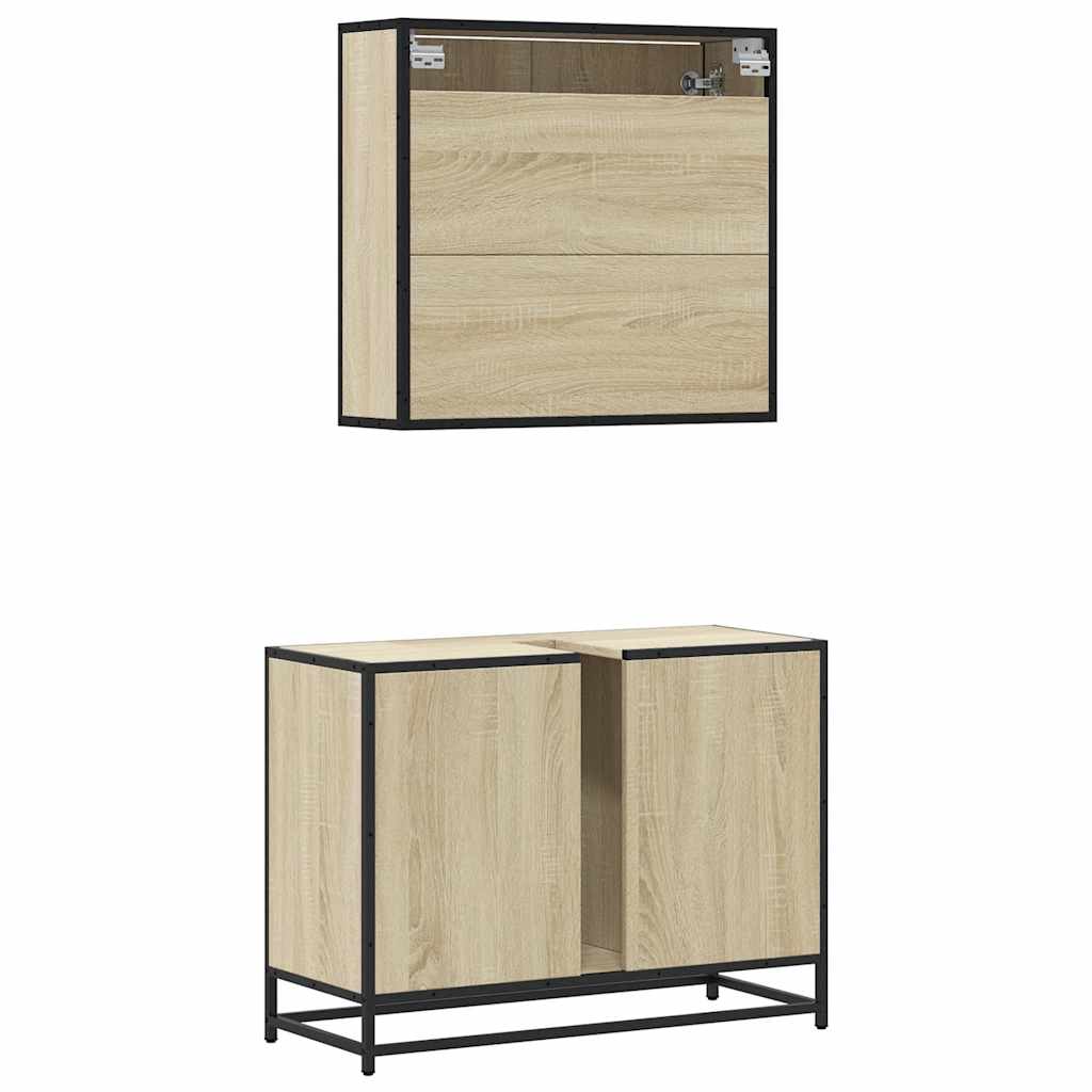 vidaXL 2 Piece Bathroom Furniture Set Sonoma Oak Engineered Wood