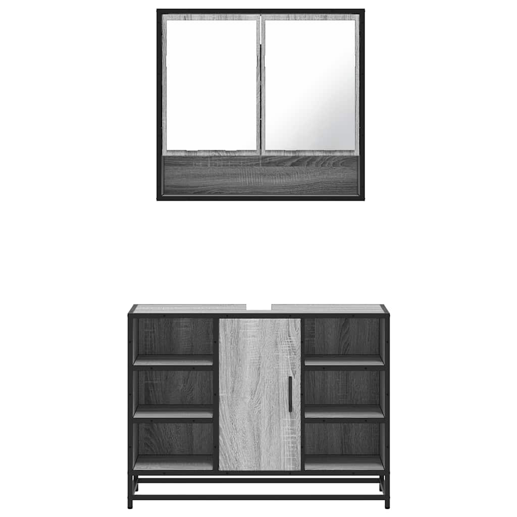 vidaXL 2 Piece Bathroom Furniture Set Grey Sonoma Engineered Wood