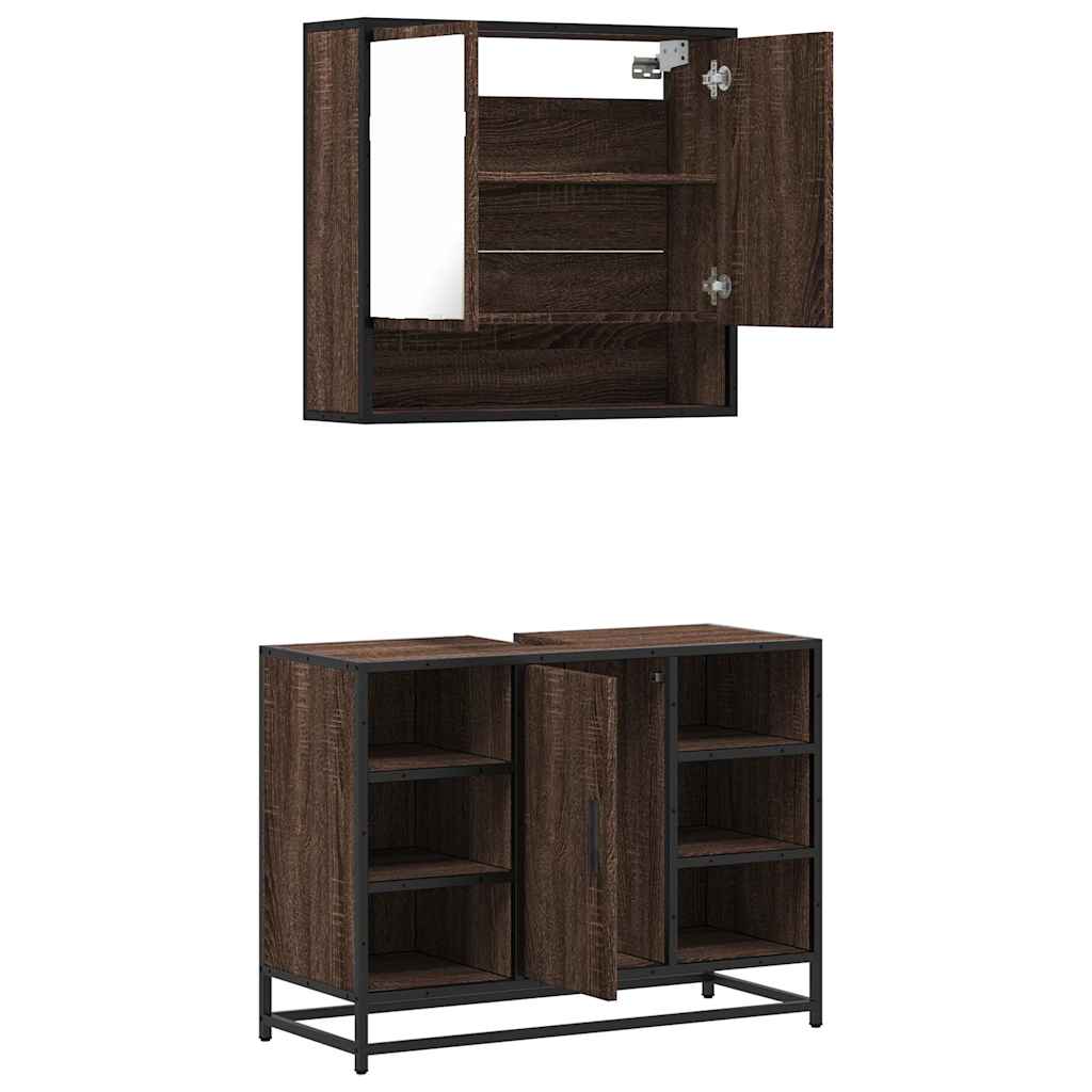 vidaXL 2 Piece Bathroom Furniture Set Brown Oak Engineered Wood