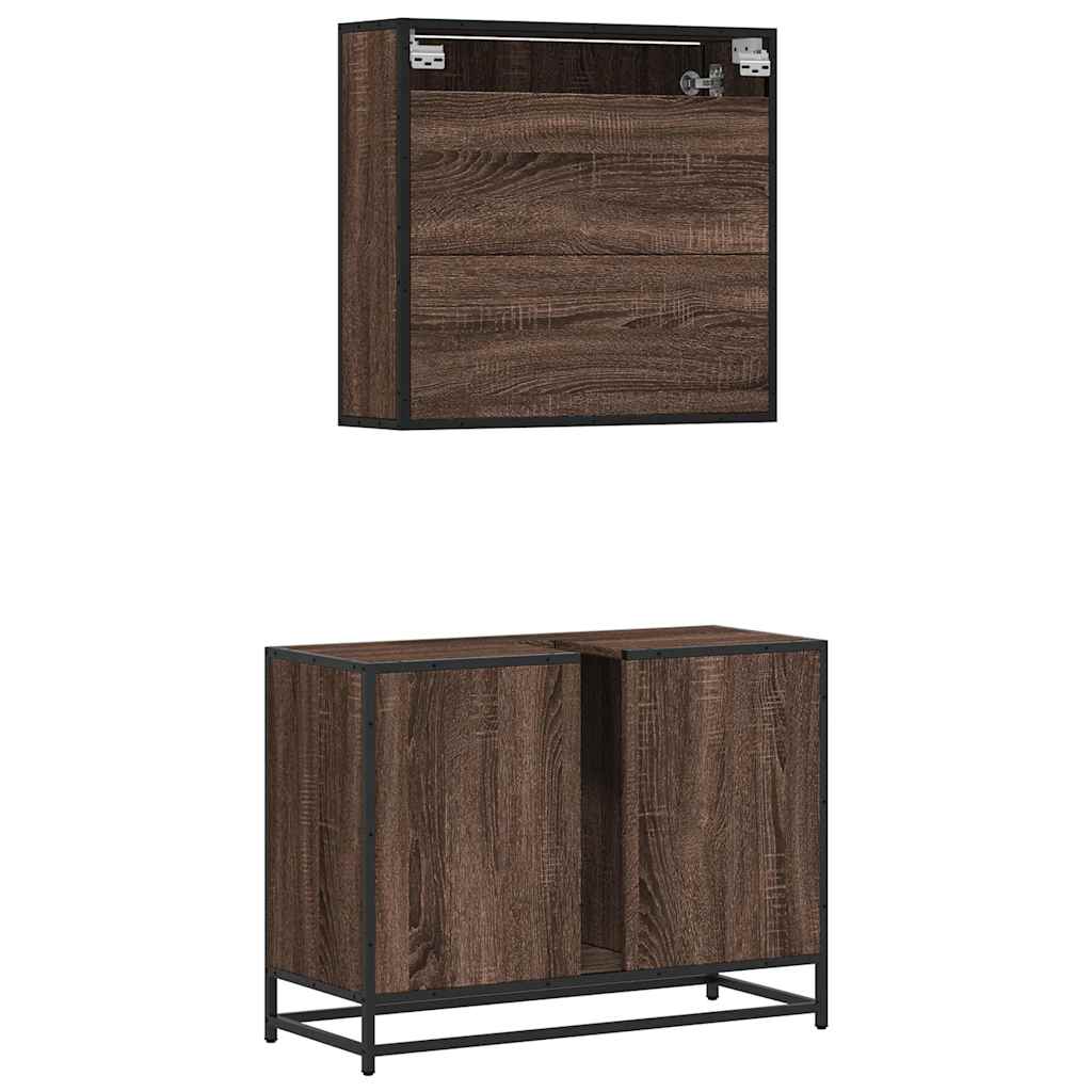 vidaXL 2 Piece Bathroom Furniture Set Brown Oak Engineered Wood