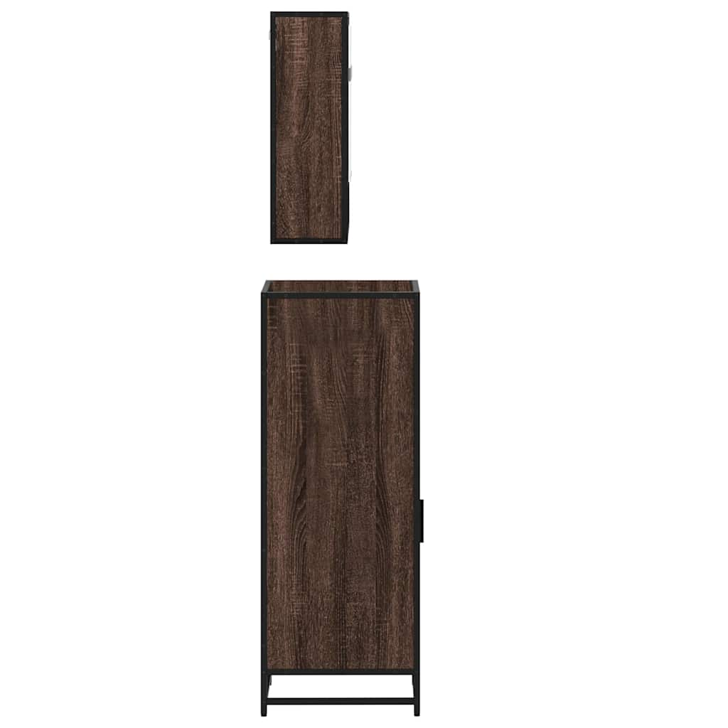 vidaXL 3 Piece Bathroom Furniture Set Brown Oak Engineered Wood