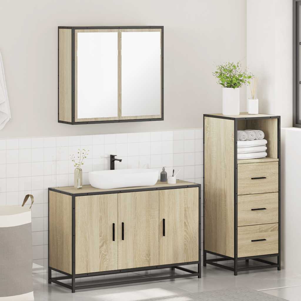 vidaXL 3 Piece Bathroom Furniture Set Sonoma Oak Engineered Wood