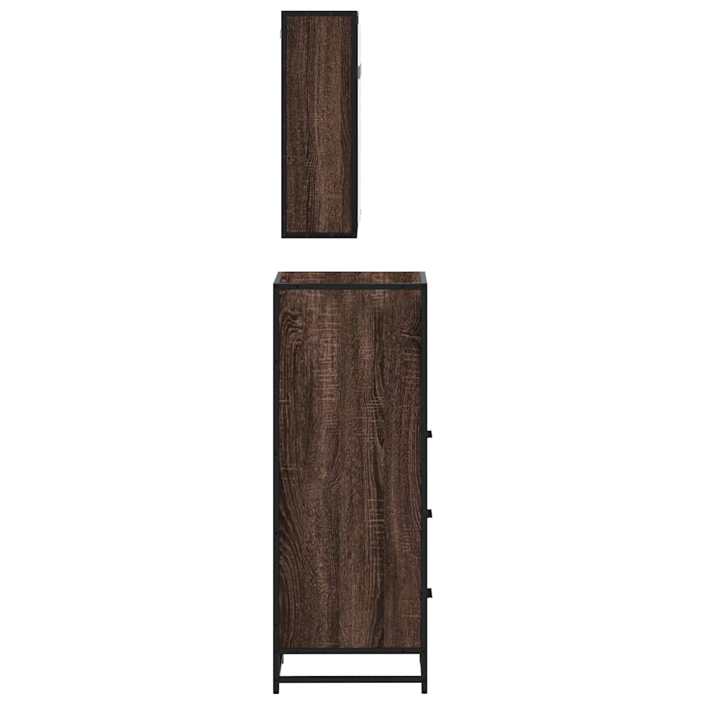 vidaXL 3 Piece Bathroom Furniture Set Brown Oak Engineered Wood