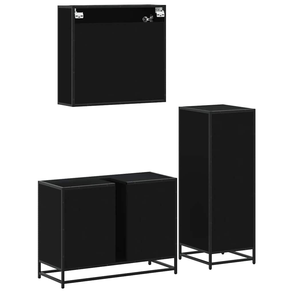 vidaXL 3 Piece Bathroom Furniture Set Black Engineered Wood