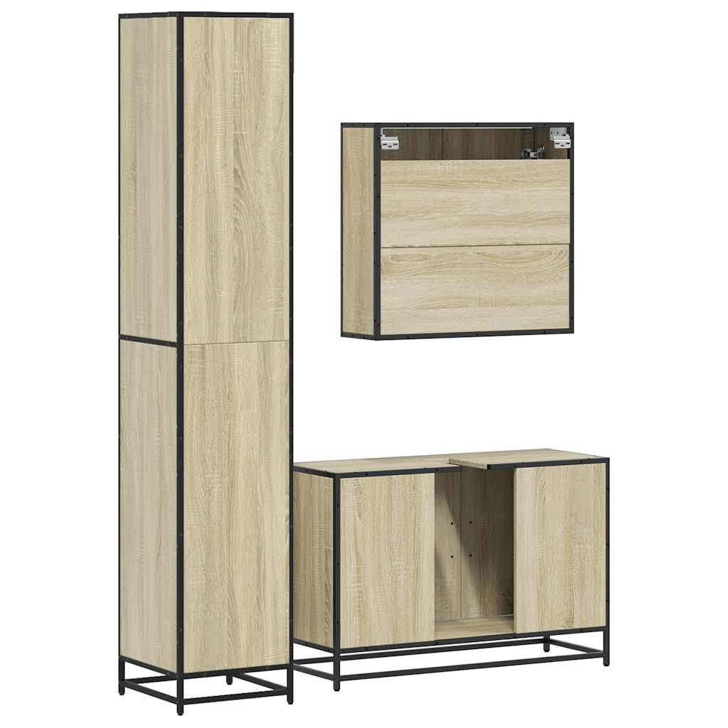 vidaXL 3 Piece Bathroom Furniture Set Sonoma Oak Engineered Wood