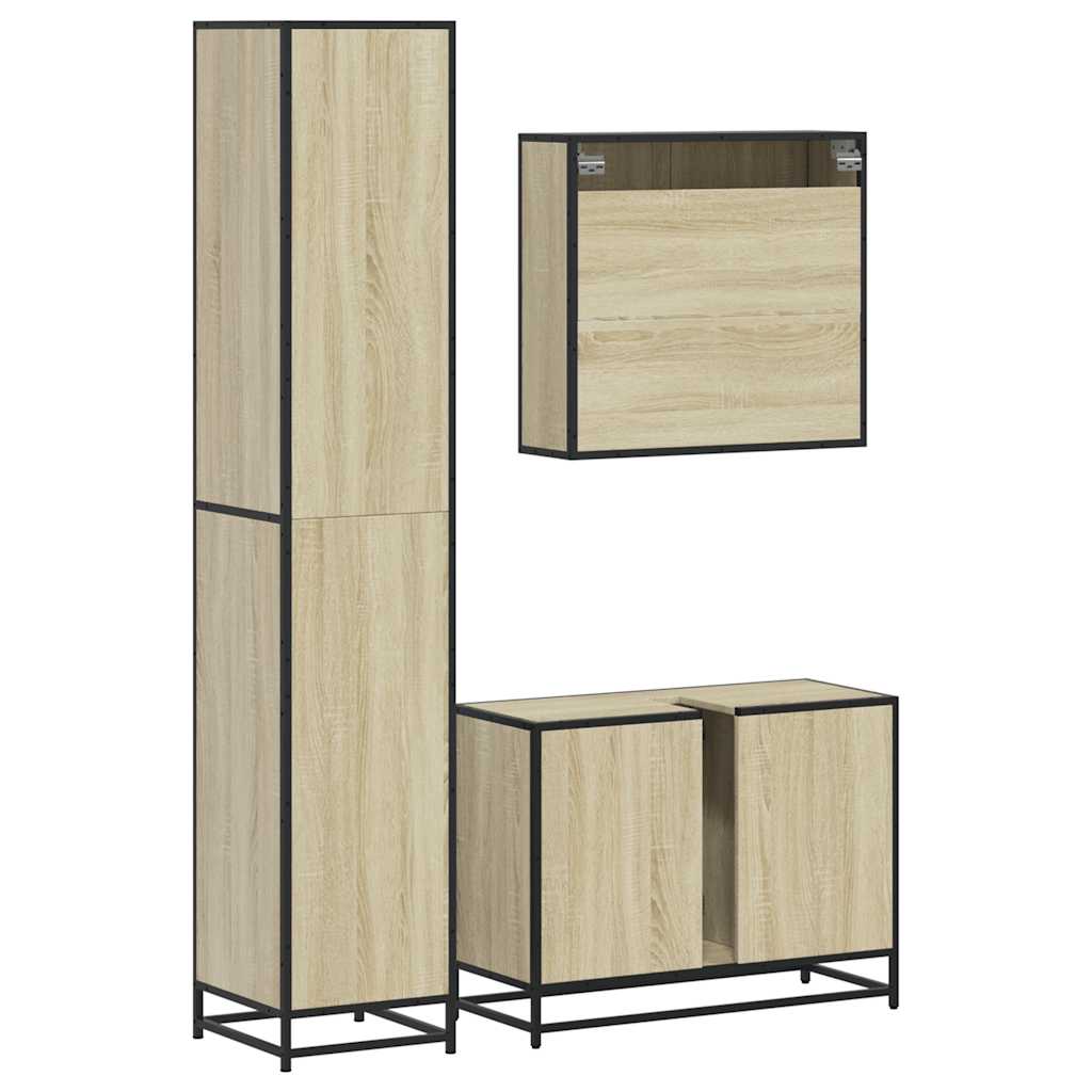 vidaXL 3 Piece Bathroom Furniture Set Sonoma Oak Engineered Wood