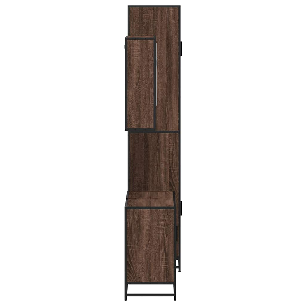 vidaXL 3 Piece Bathroom Furniture Set Brown Oak Engineered Wood