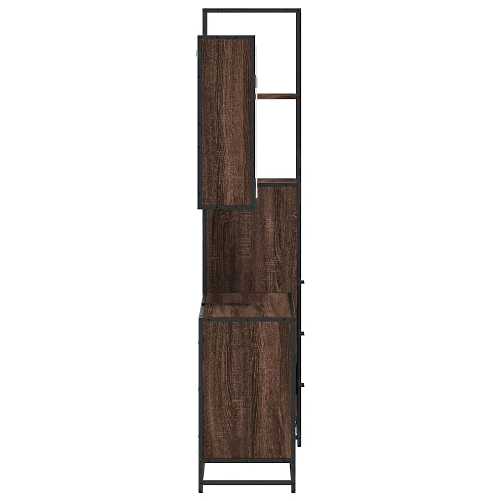 vidaXL 3 Piece Bathroom Furniture Set Brown Oak Engineered Wood