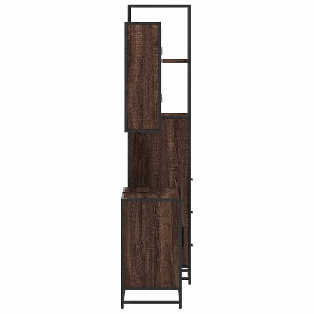 vidaXL 3 Piece Bathroom Furniture Set Brown Oak Engineered Wood