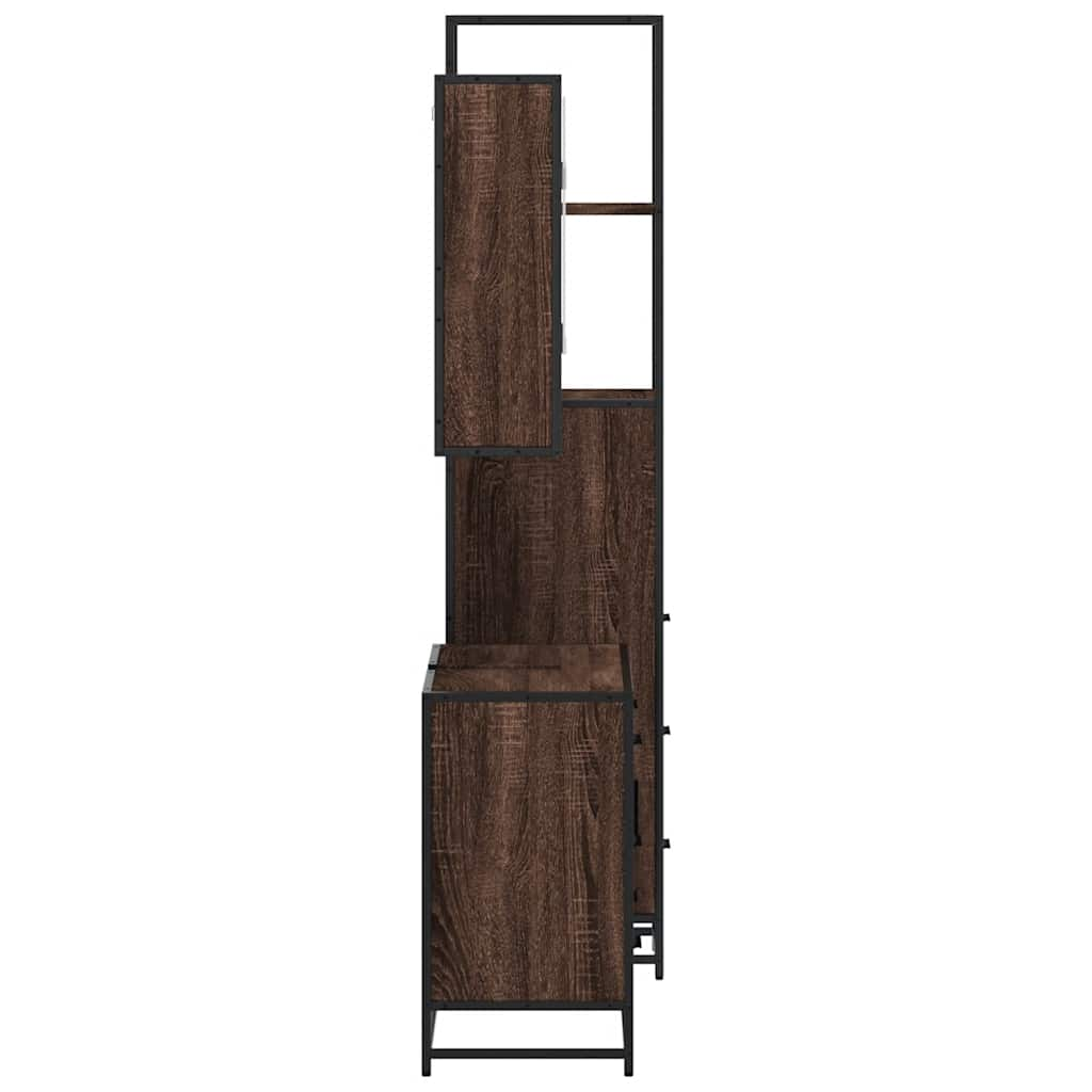 vidaXL 3 Piece Bathroom Furniture Set Brown Oak Engineered Wood