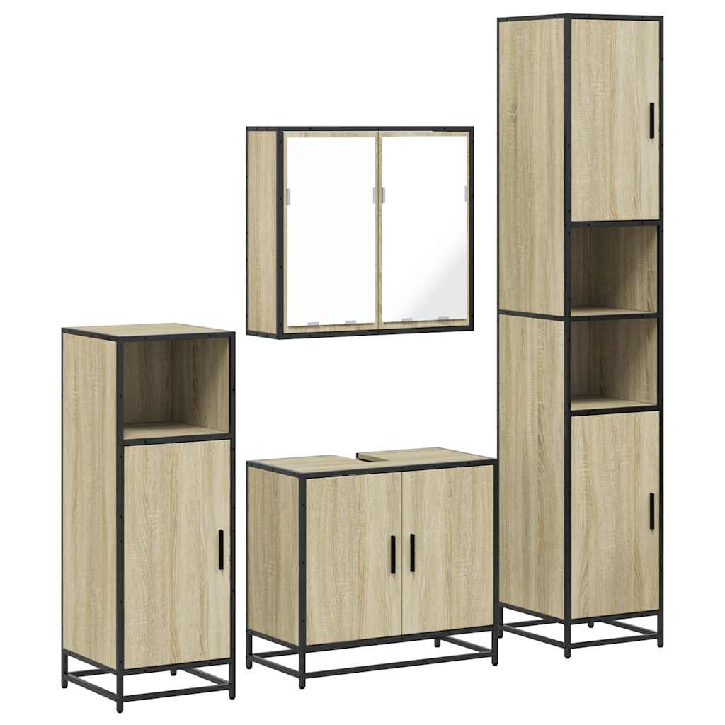 vidaXL 4 Piece Bathroom Furniture Set Sonoma Oak Engineered Wood