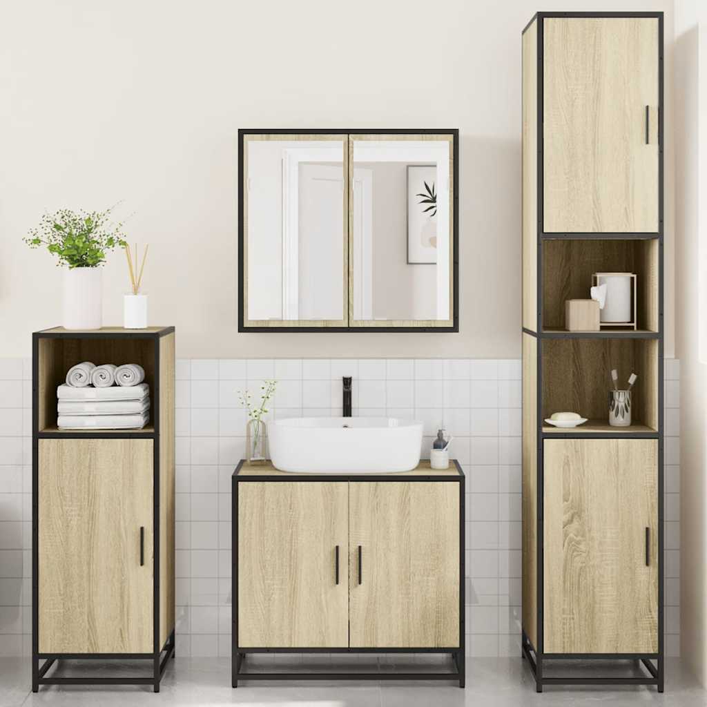 4 Piece Bathroom Furniture Set Sonoma Oak Engineered Wood