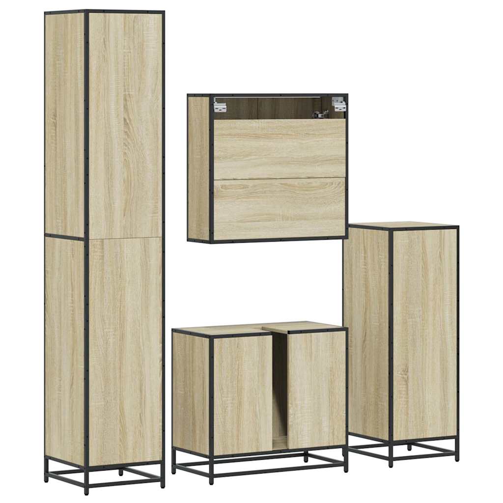 vidaXL 4 Piece Bathroom Furniture Set Sonoma Oak Engineered Wood