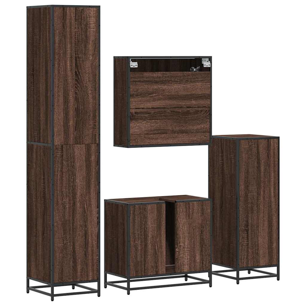 vidaXL 4 Piece Bathroom Furniture Set Brown Oak Engineered Wood