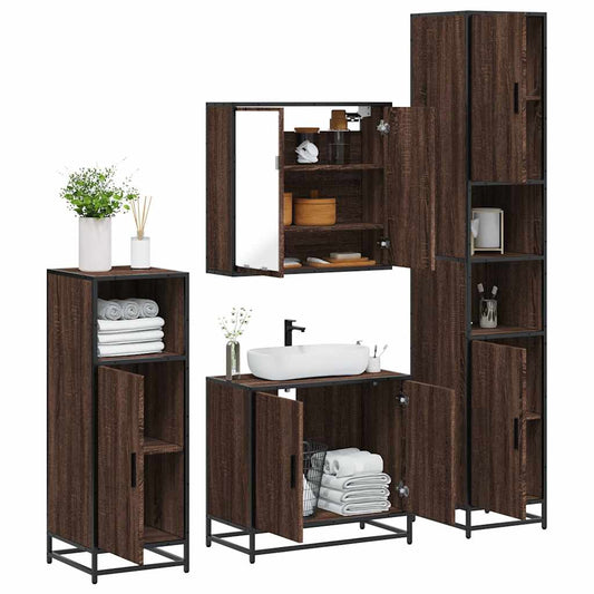 vidaXL 4 Piece Bathroom Furniture Set Brown Oak Engineered Wood