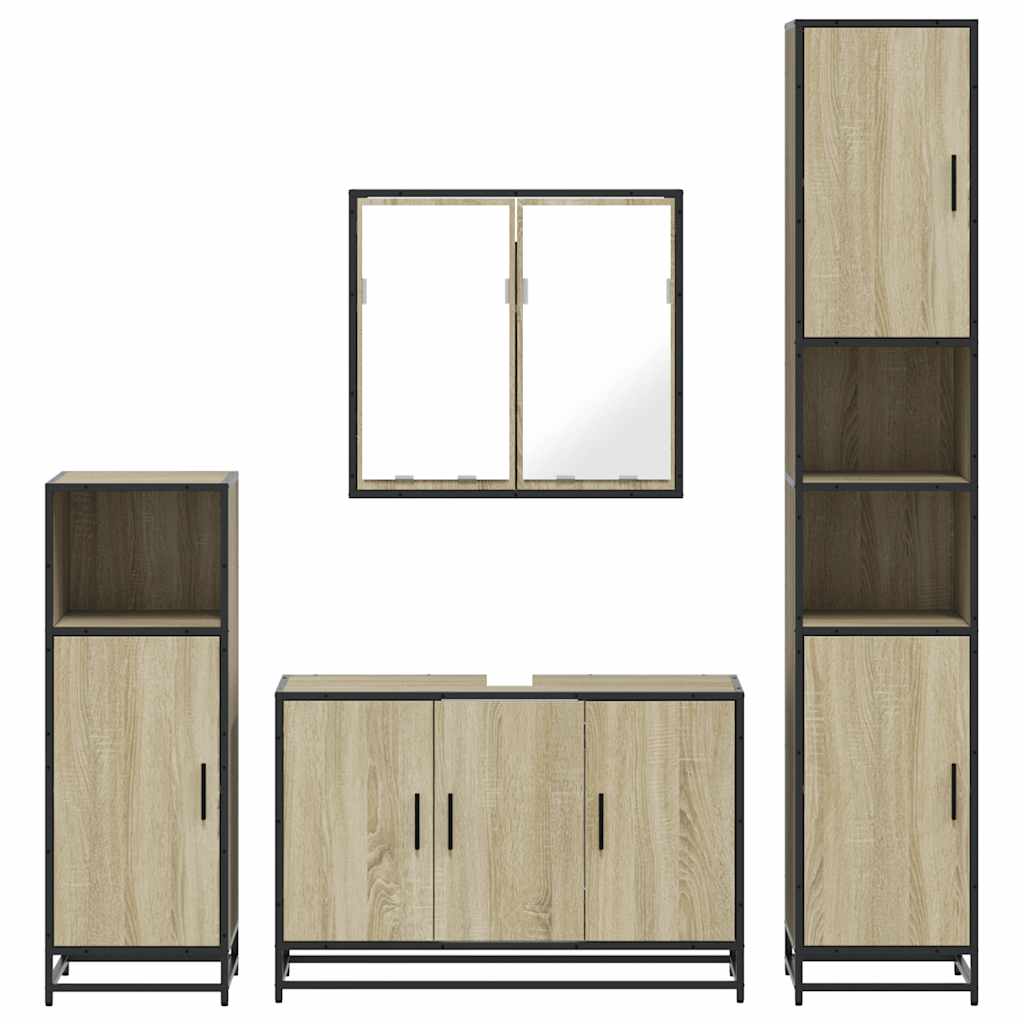 vidaXL 4 Piece Bathroom Furniture Set Sonoma Oak Engineered Wood