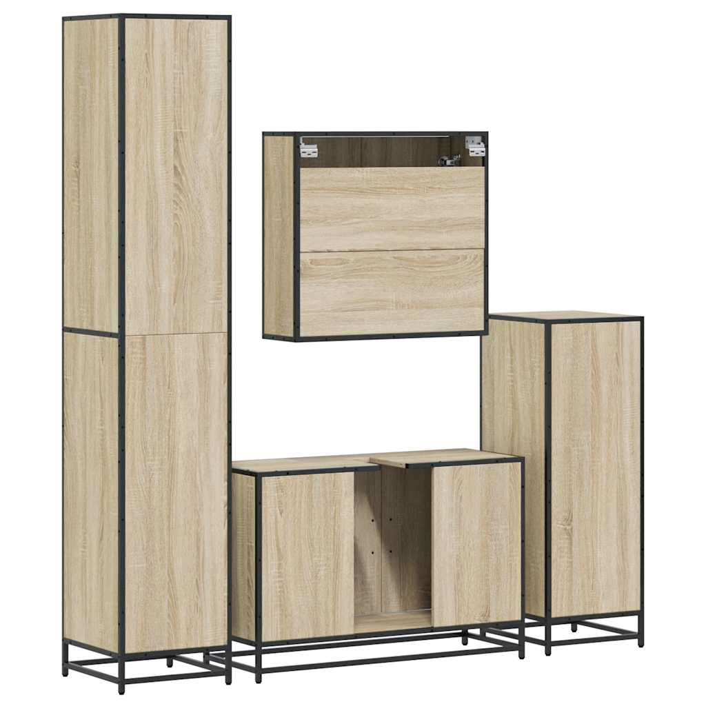 vidaXL 4 Piece Bathroom Furniture Set Sonoma Oak Engineered Wood