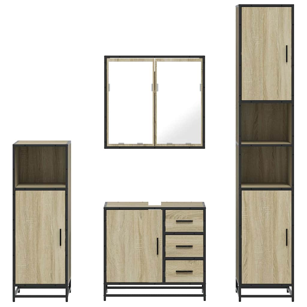 vidaXL 4 Piece Bathroom Furniture Set Sonoma Oak Engineered Wood